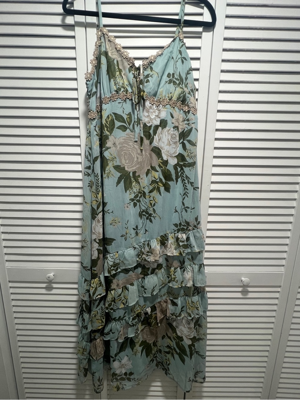 wild fable Floral Tiered Spaghetti Strap Maxi Dress in Light Blue